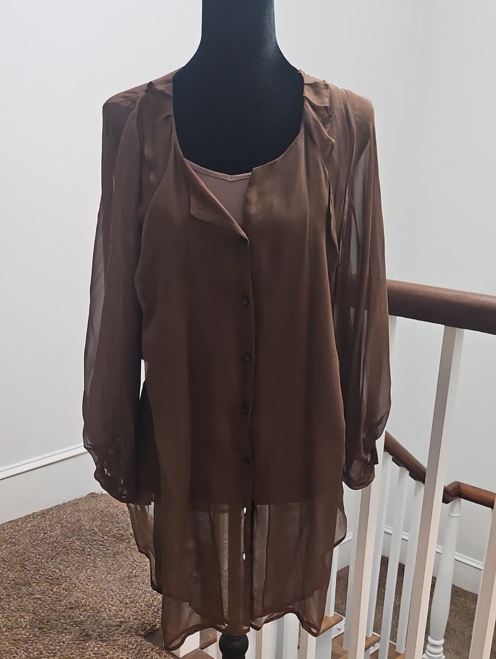 Blue Tassel Silk Shirt And Cami Set